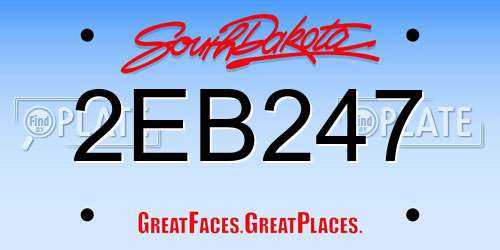 2EB247 South Dakota License Plate
