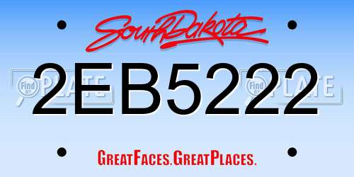 2EB5222 South Dakota License Plate