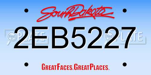 2EB5227 South Dakota License Plate