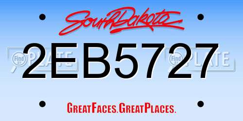 2EB5727 South Dakota License Plate