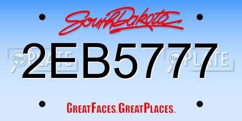 2EB5777 South Dakota License Plate