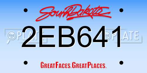 2EB641 South Dakota License Plate