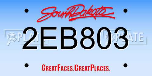 2EB803 South Dakota License Plate