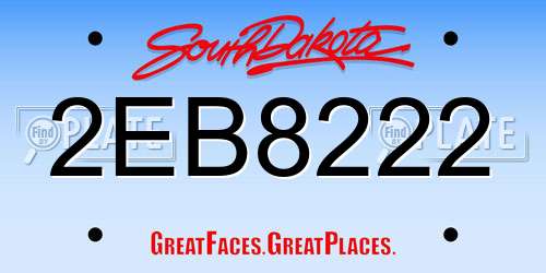 2EB8222 South Dakota License Plate