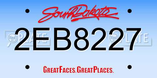 2EB8227 South Dakota License Plate