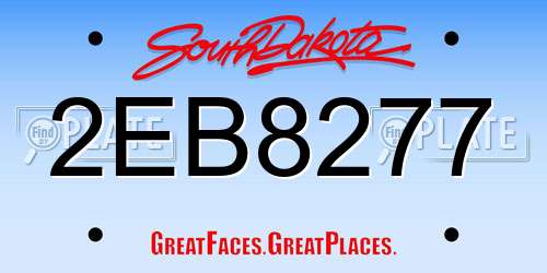 2EB8277 South Dakota License Plate