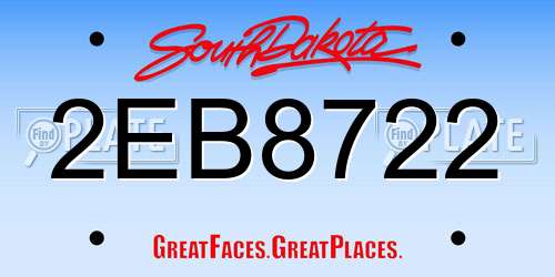 2EB8722 South Dakota License Plate