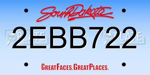 2EBB722 South Dakota License Plate