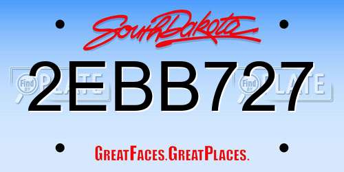 2EBB727 South Dakota License Plate
