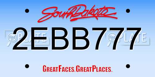 2EBB777 South Dakota License Plate
