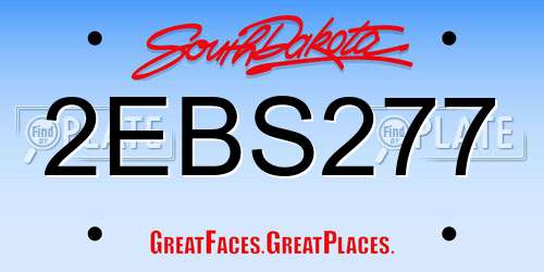 2EBS277 South Dakota License Plate