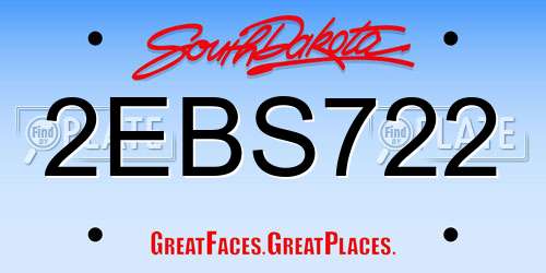2EBS722 South Dakota License Plate