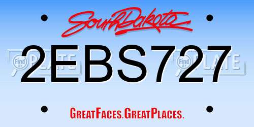 2EBS727 South Dakota License Plate