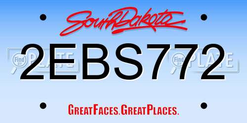 2EBS772 South Dakota License Plate