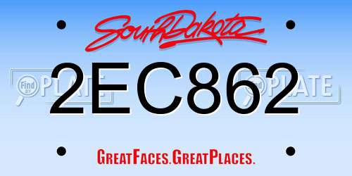 2EC862 South Dakota License Plate