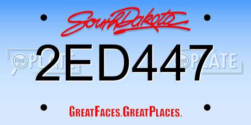 2ED447 South Dakota License Plate
