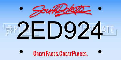 2ED924 South Dakota License Plate