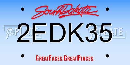 2EDK35 South Dakota License Plate