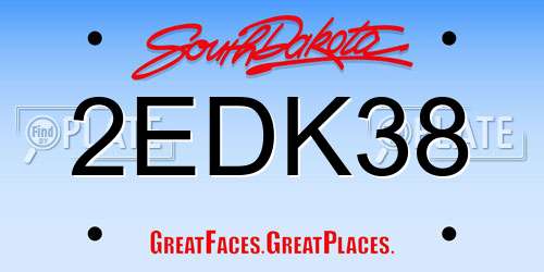 2EDK38 South Dakota License Plate