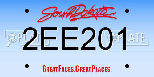 2EE201 South Dakota License Plate