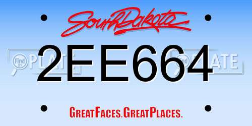 2EE664 South Dakota License Plate