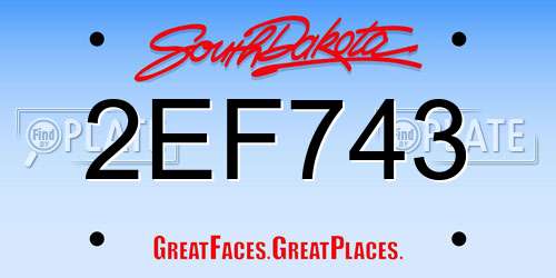 2EF743 South Dakota License Plate