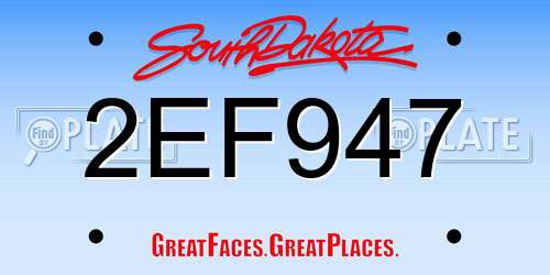2EF947 South Dakota License Plate