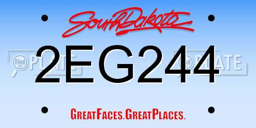 2EG244 South Dakota License Plate