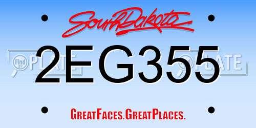 2EG355 South Dakota License Plate