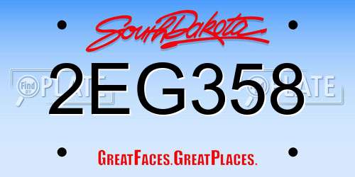 2EG358 South Dakota License Plate