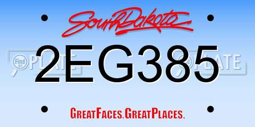 2EG385 South Dakota License Plate