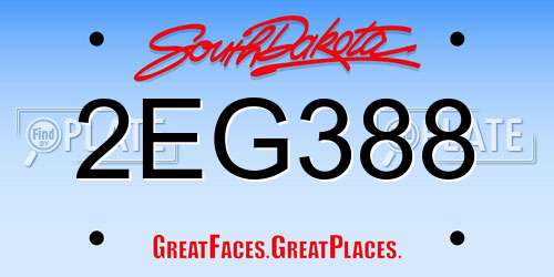 2EG388 South Dakota License Plate