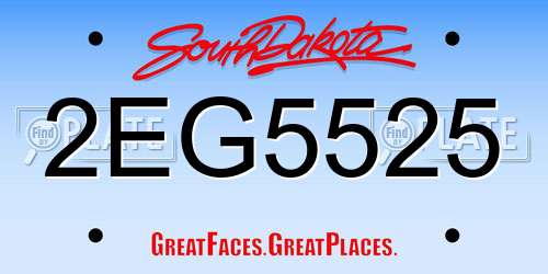 2EG5525 South Dakota License Plate