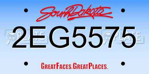2EG5575 South Dakota License Plate