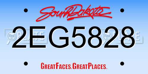 2EG5828 South Dakota License Plate