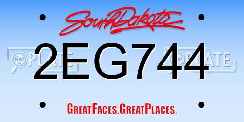 2EG744 South Dakota License Plate