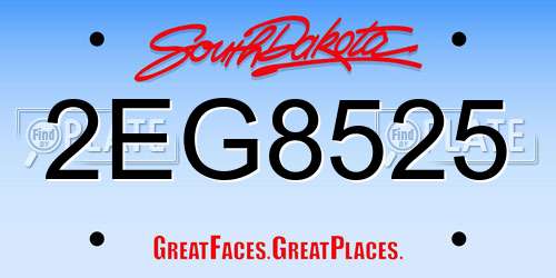 2EG8525 South Dakota License Plate