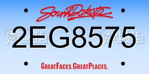 2EG8575 South Dakota License Plate