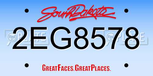 2EG8578 South Dakota License Plate