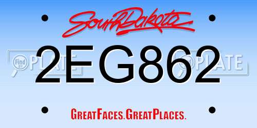 2EG862 South Dakota License Plate