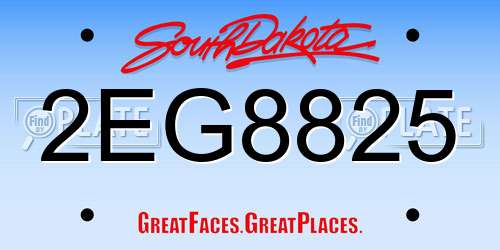 2EG8825 South Dakota License Plate