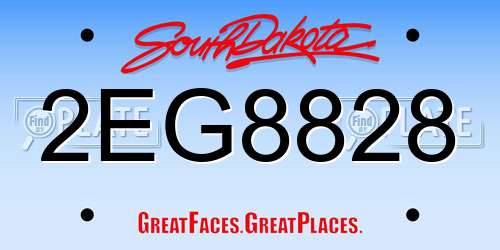 2EG8828 South Dakota License Plate