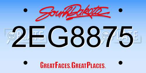 2EG8875 South Dakota License Plate