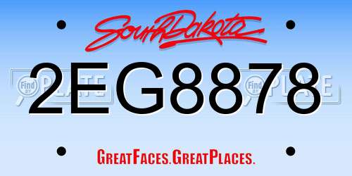 2EG8878 South Dakota License Plate