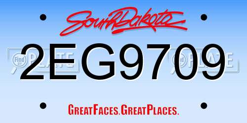 2EG9709 South Dakota License Plate