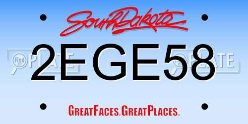 2EGE58 South Dakota License Plate
