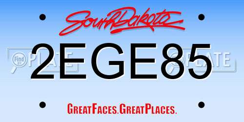 2EGE85 South Dakota License Plate