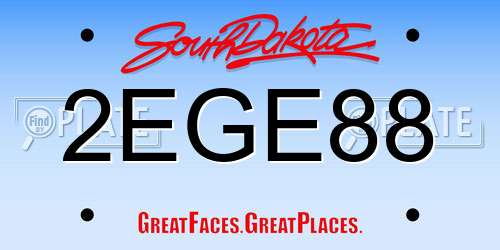 2EGE88 South Dakota License Plate
