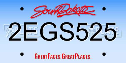 2EGS525 South Dakota License Plate