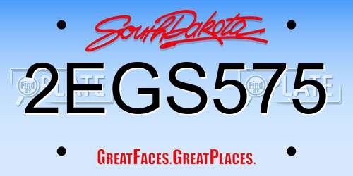 2EGS575 South Dakota License Plate